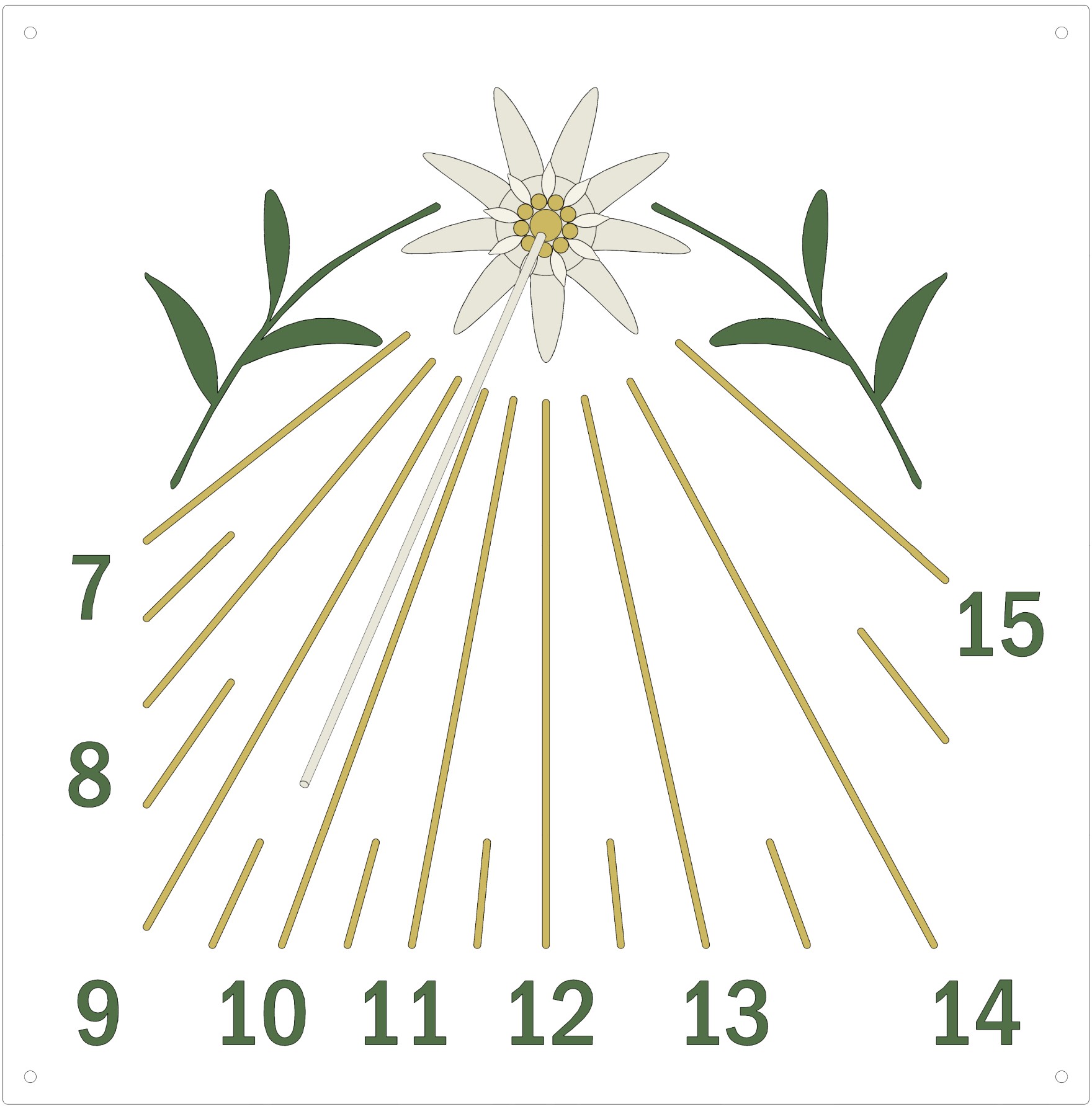 Moderne künstlerische Sonnenuhr - Edelweiss